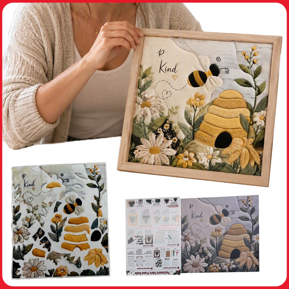 Art Craft Kit - パンチニードル刺繍DIYキット。蜂の巣模様、ひまわり、3Dテクスチャの壁飾り。素朴な雰囲気のインテリアに。木製フレーム付き。初心者向けの手芸キット。
