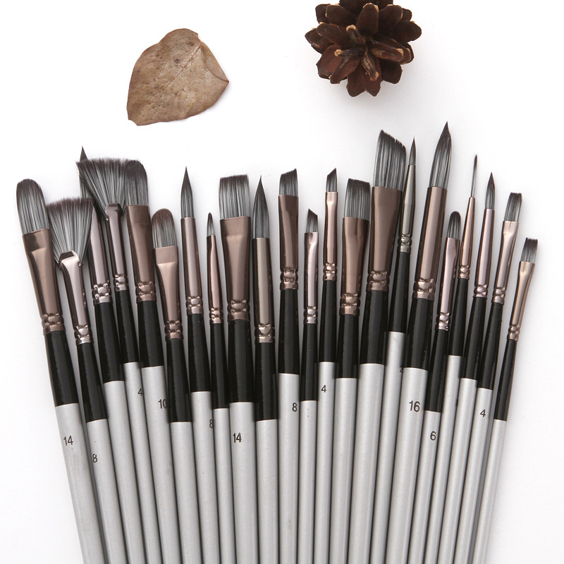 24ナイロンブラシセット シルバーグレーロッドペン カーテン - Gouache Paint Set のレビューと価格