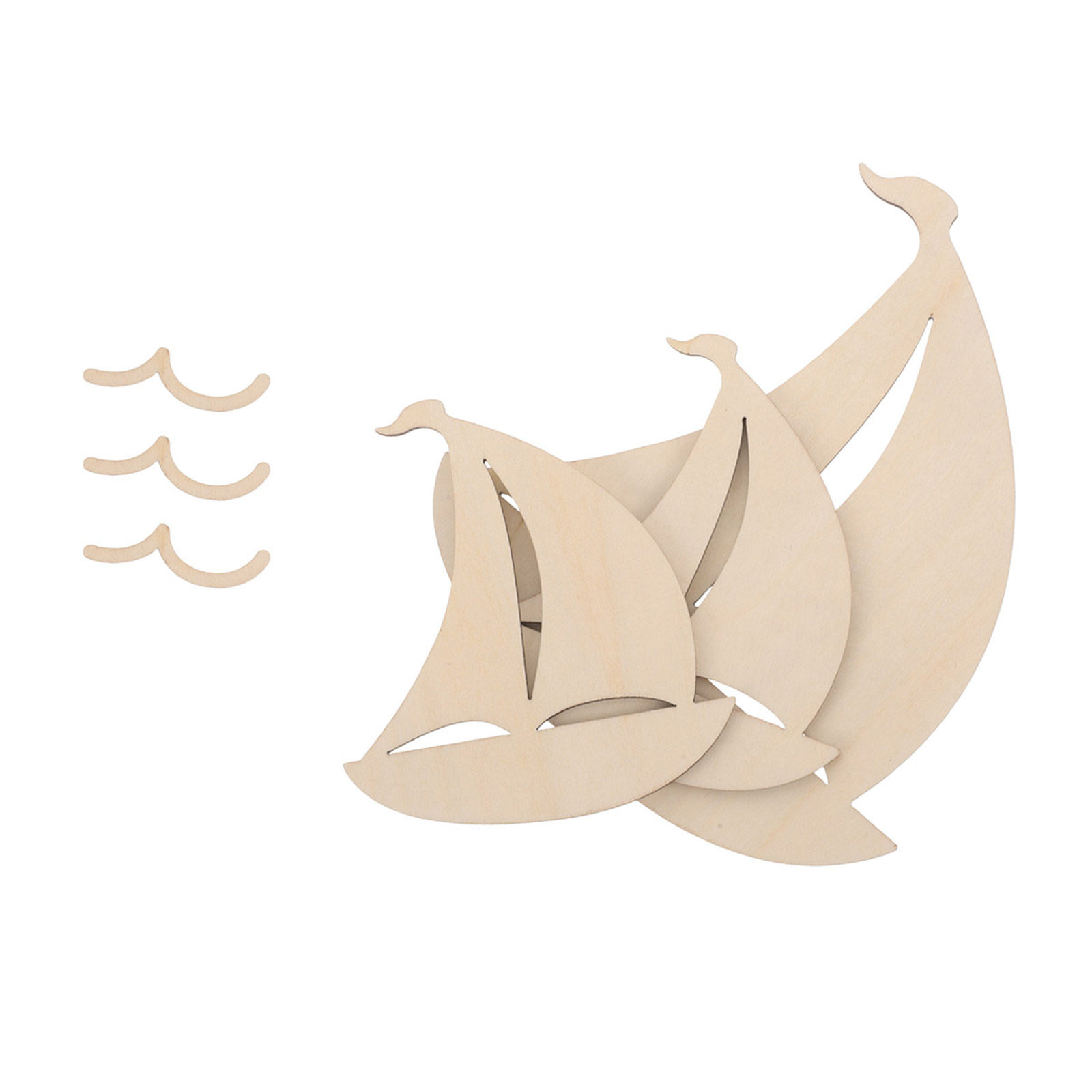 未塗装の木製セーリングボートの切り抜きパーツ6個入り。子供部 - Art And Craft For Nursery のレビューと価格