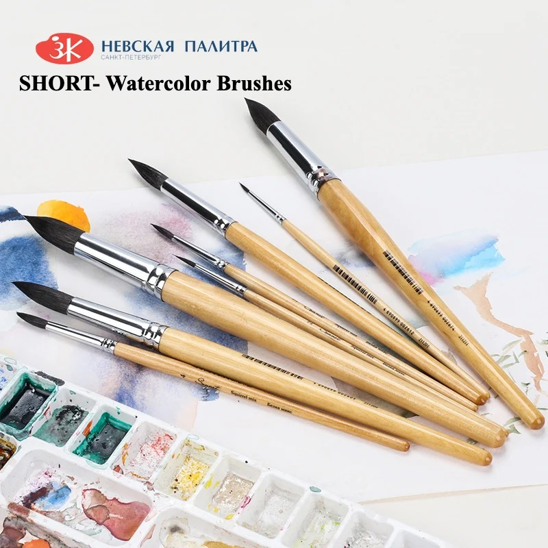 ロシアのホワイトナイツアーティスト水彩画用筆、リス毛、24本 - Gouache Paint Set のレビューと価格