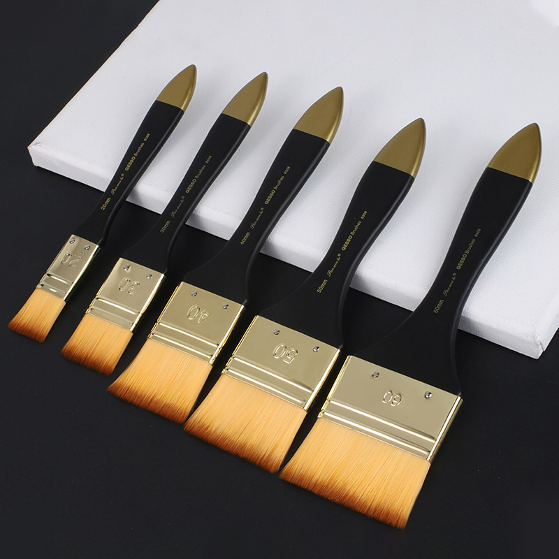 5サイズの平型ペイントブラシ、ナイロン毛の油絵筆、天然木ハン - Gouache Paint Set のレビューと価格